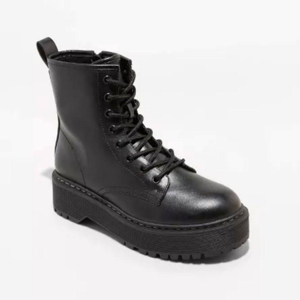 Women's Black  Combat Ankle Boots